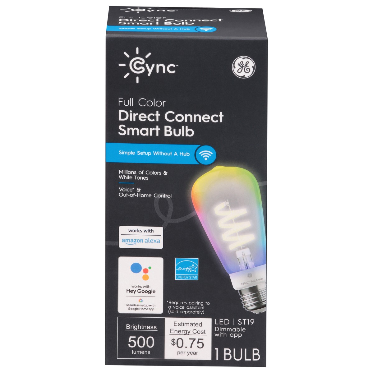slide 1 of 9, GE Cync Full Color Direct Connect LED Smart Bulb 1 ea, 1 ct