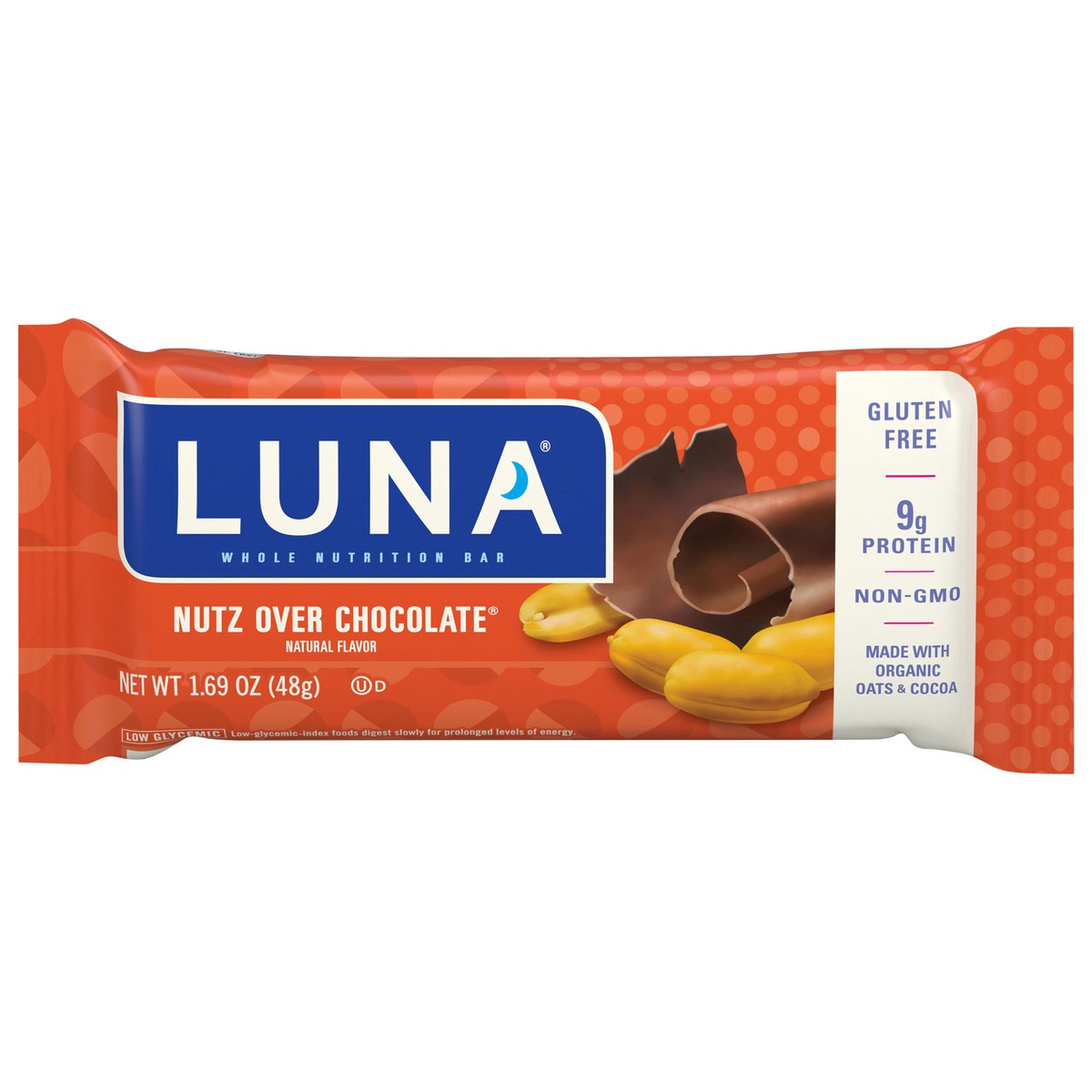 slide 1 of 7, LUNA Bar - Nutz Over Chocolate Flavor - Snack Bars - Non-GMO - Gluten-Free Protein Bars - Made with Organic Oats (1 Count), 1.69 oz