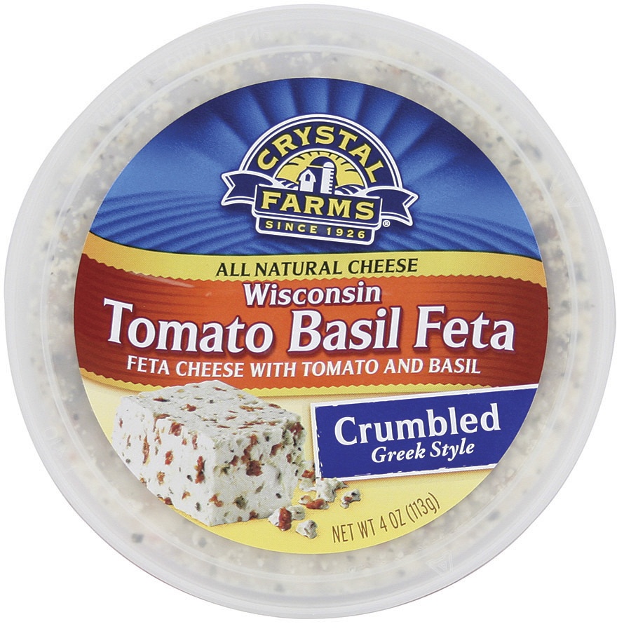 slide 1 of 1, Crystal Farms Wisconsin Tomato Basil Feta Cheese, 4 oz