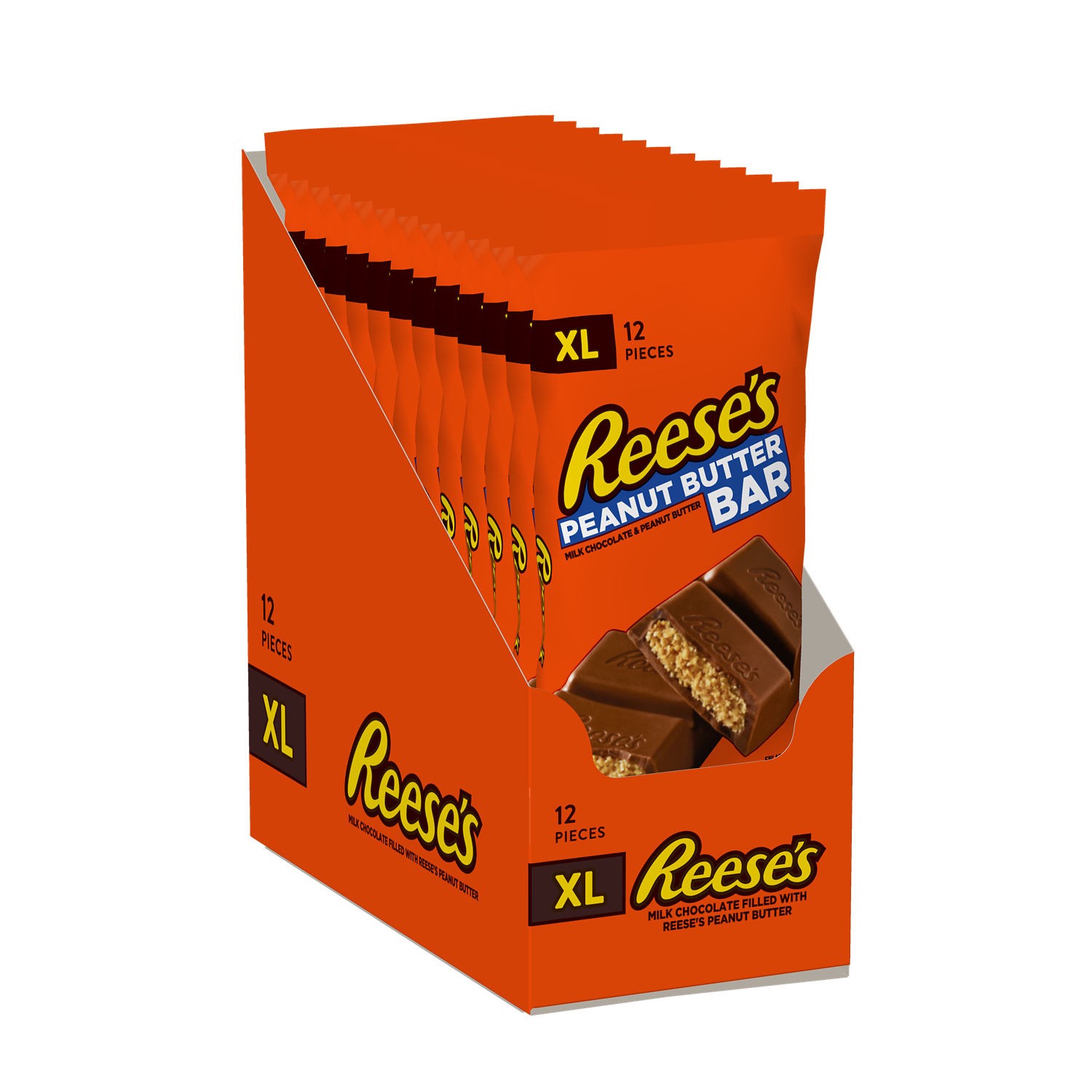 slide 1 of 7, Reese's Milk Chocolate Peanut Butter XL, Candy Bars, 4.25 oz (12 Count, 12 Pieces), 12 ct