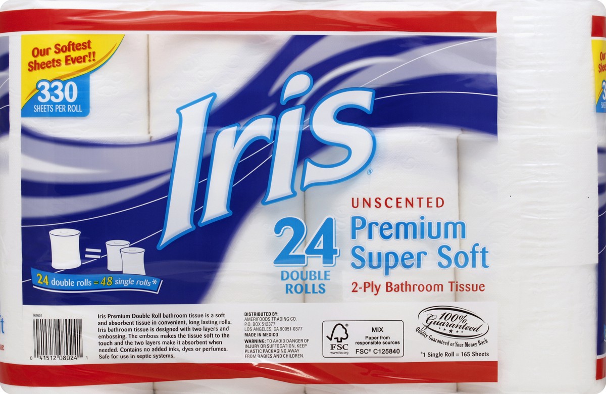 slide 6 of 8, IRIS Bathroom Tissue 24 ea, 24 ct