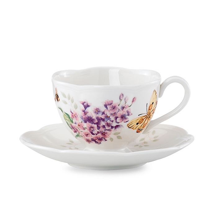 slide 1 of 1, Lenox Butterfly Meadow Orange Sulphur Cup and Saucer Set, 1 ct