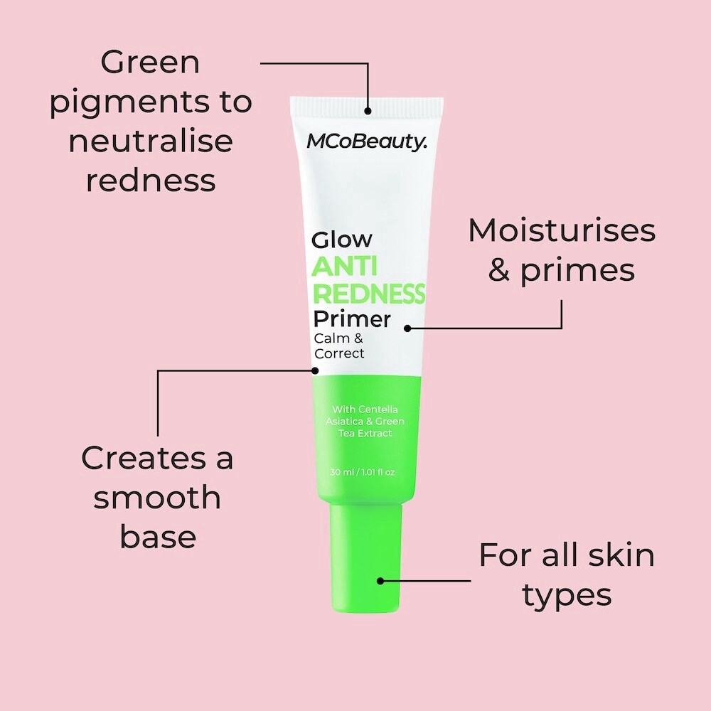 slide 2 of 6, MCoBeauty Glow Anti Redness Primer - Calm & Correct, 1.1 fl oz