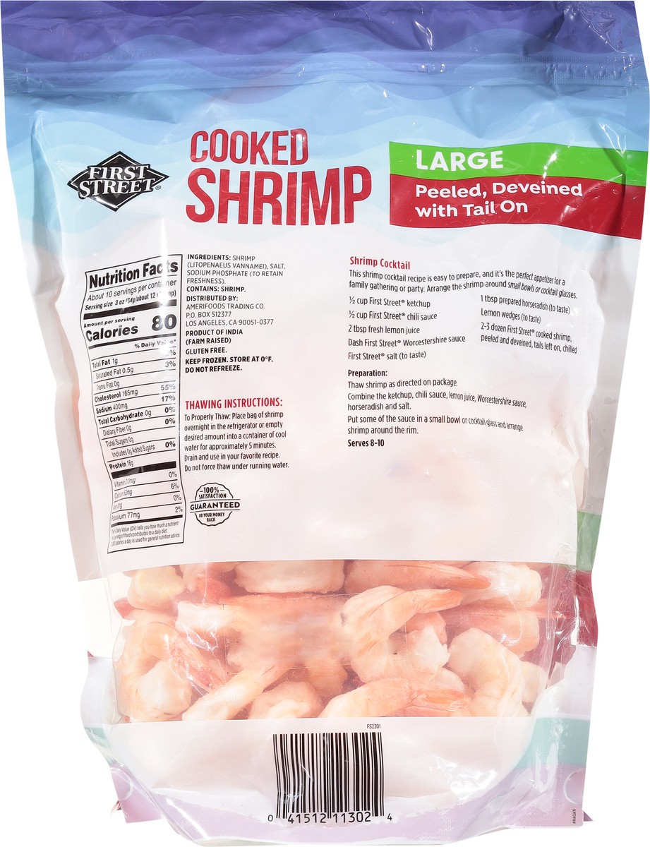 slide 9 of 13, First Street 41/50 Cooked Shrimp Tail On, 2 lb