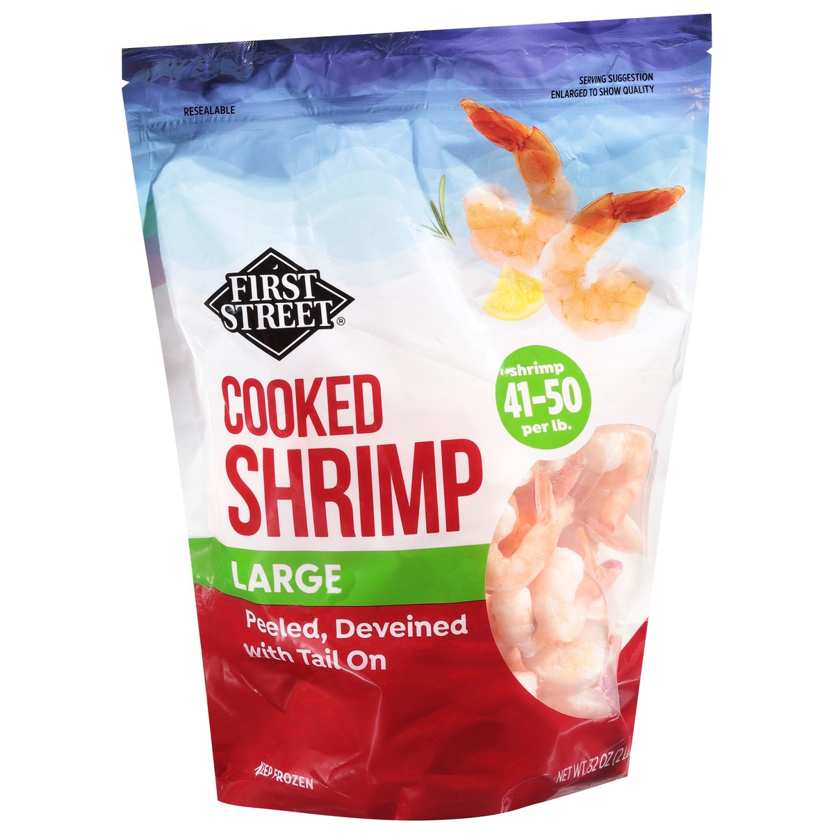 slide 12 of 13, First Street 41/50 Cooked Shrimp Tail On, 2 lb