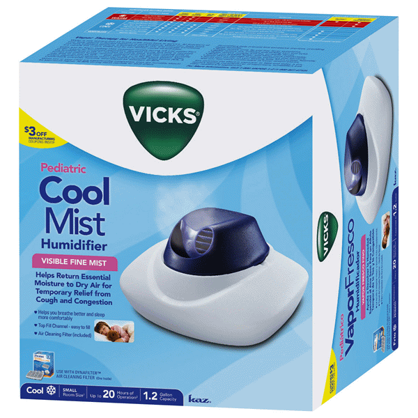 slide 1 of 1, Vicks Pediatric Cool Mist Humidifier For Small Rooms, 1.2 gal