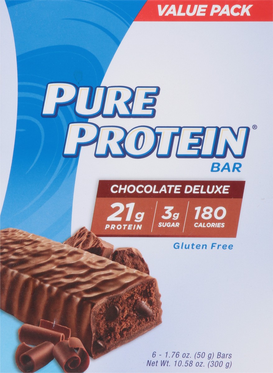 slide 9 of 9, Pure Protein Bars, Chocolate Deluxe, 21 g Protein, 1.76 oz, 6 ct, 6 ct