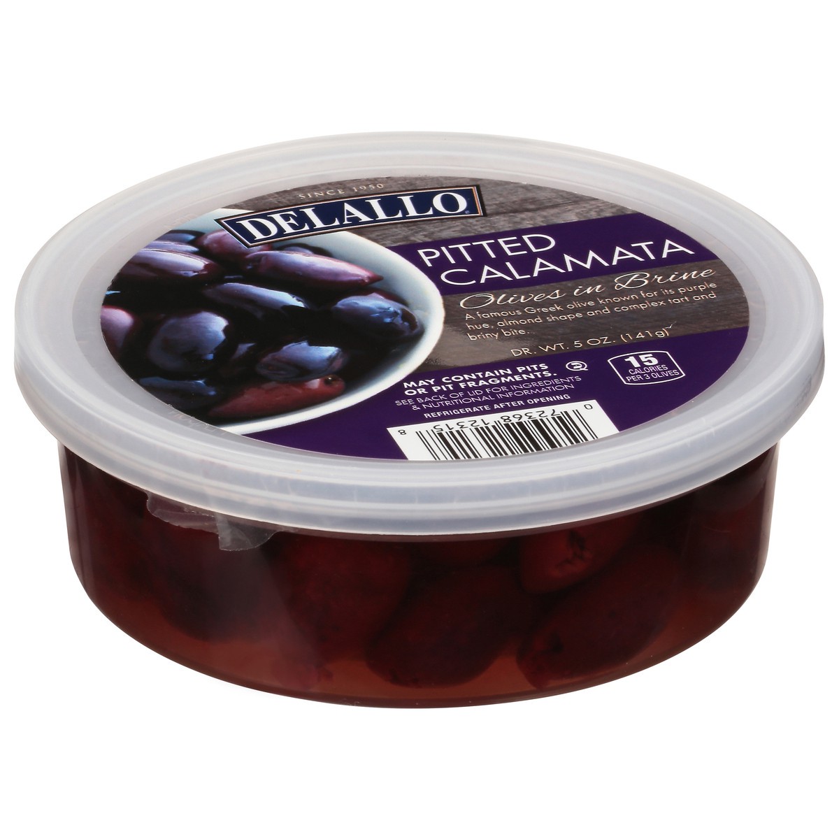 slide 7 of 9, DeLallo Pitted Calamata Olive Cup In Brine, 5 oz