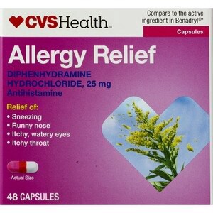 slide 1 of 1, CVS Health Allergy Relief Diphenhydramine Capsules, 48 Ct, 1 ct