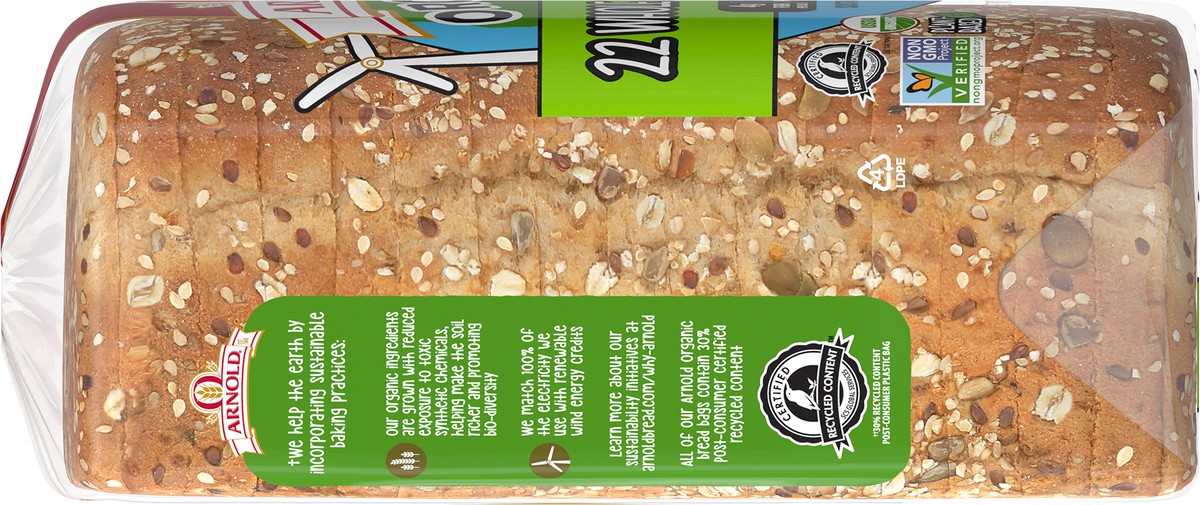 slide 7 of 9, Arnold Organic 22 Whole Grains & Seeds Bread, 27 oz, Multigrain Bread, Bag, 27 oz