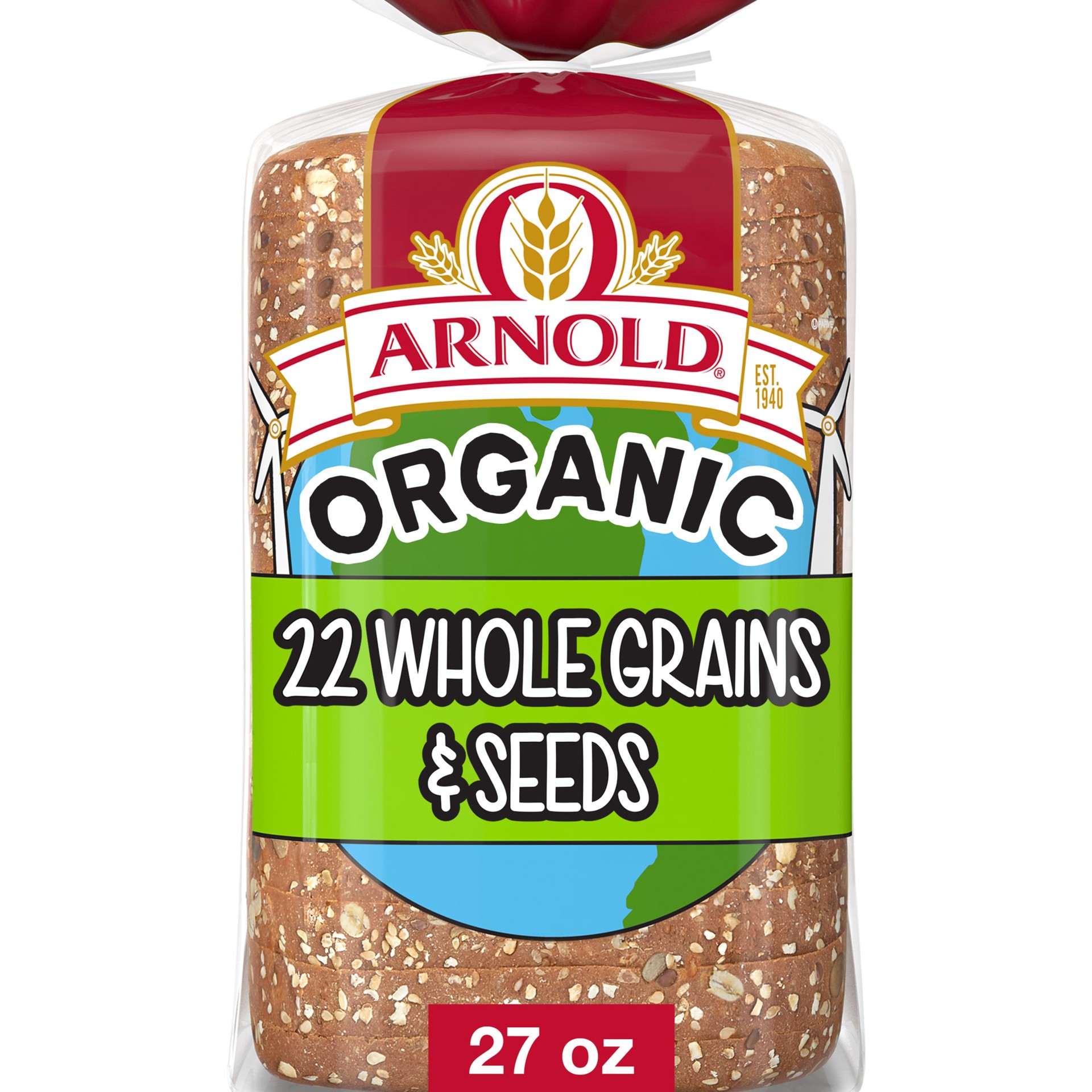 slide 1 of 9, Arnold Organic 22 Whole Grains & Seeds Bread, 27 oz, Multigrain Bread, Bag, 27 oz