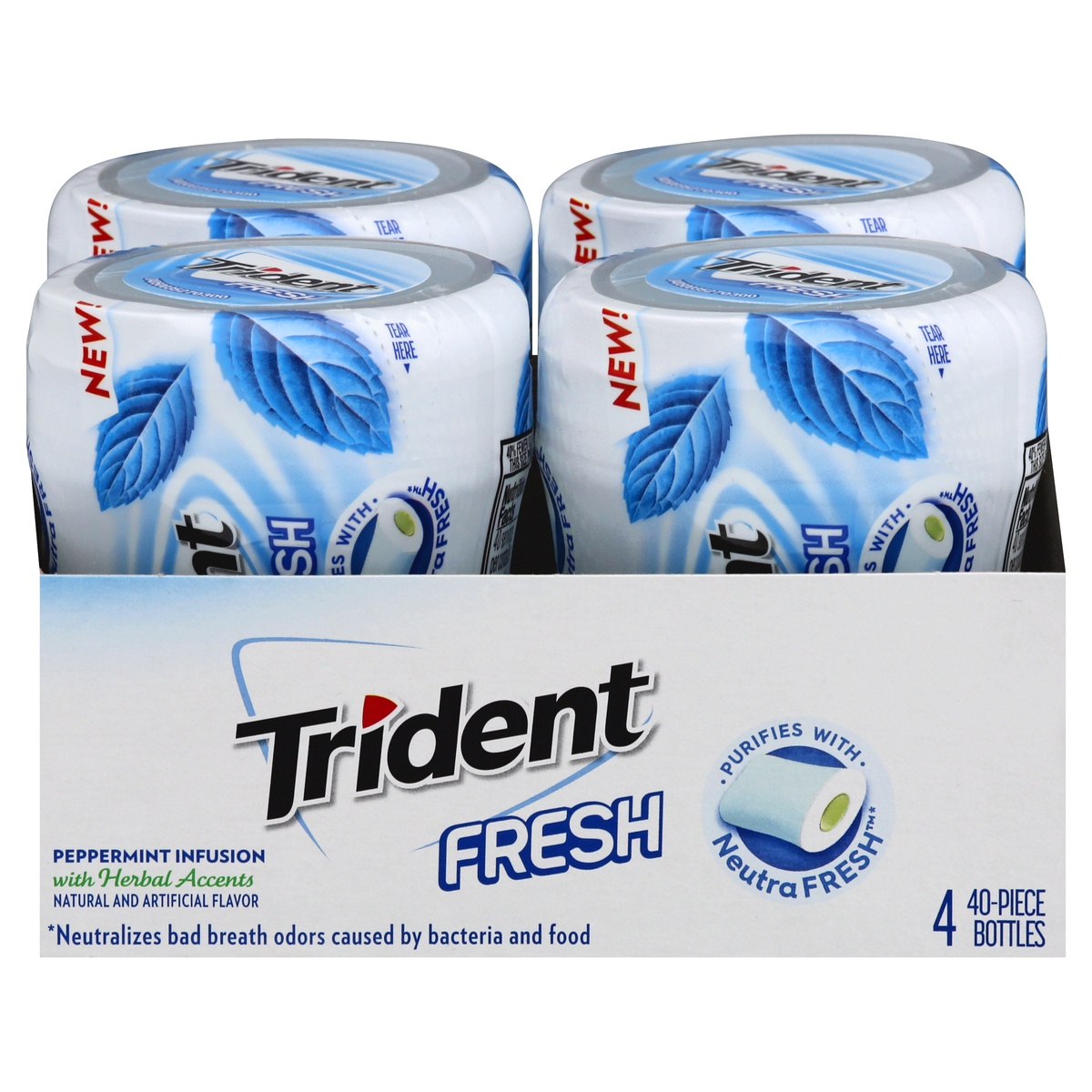 slide 1 of 1, Trident Peppermint Infusion with Herbal Accents Sugar Free Gum, 40 ct