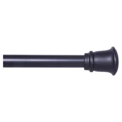 Kenney Trumpet 5/8" Standard Decorative Window Curtain Rod, 48-84", Black