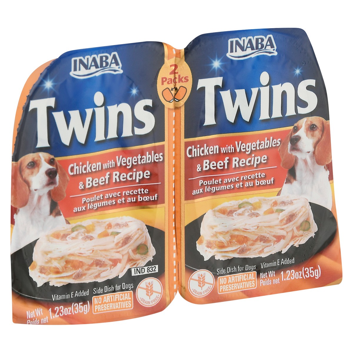 slide 3 of 9, Inaba Twins 2 Packs Chicken With Vegetables & Beef Recipe Side Dish For Dogs 2 2 ea Pack, 2 ct