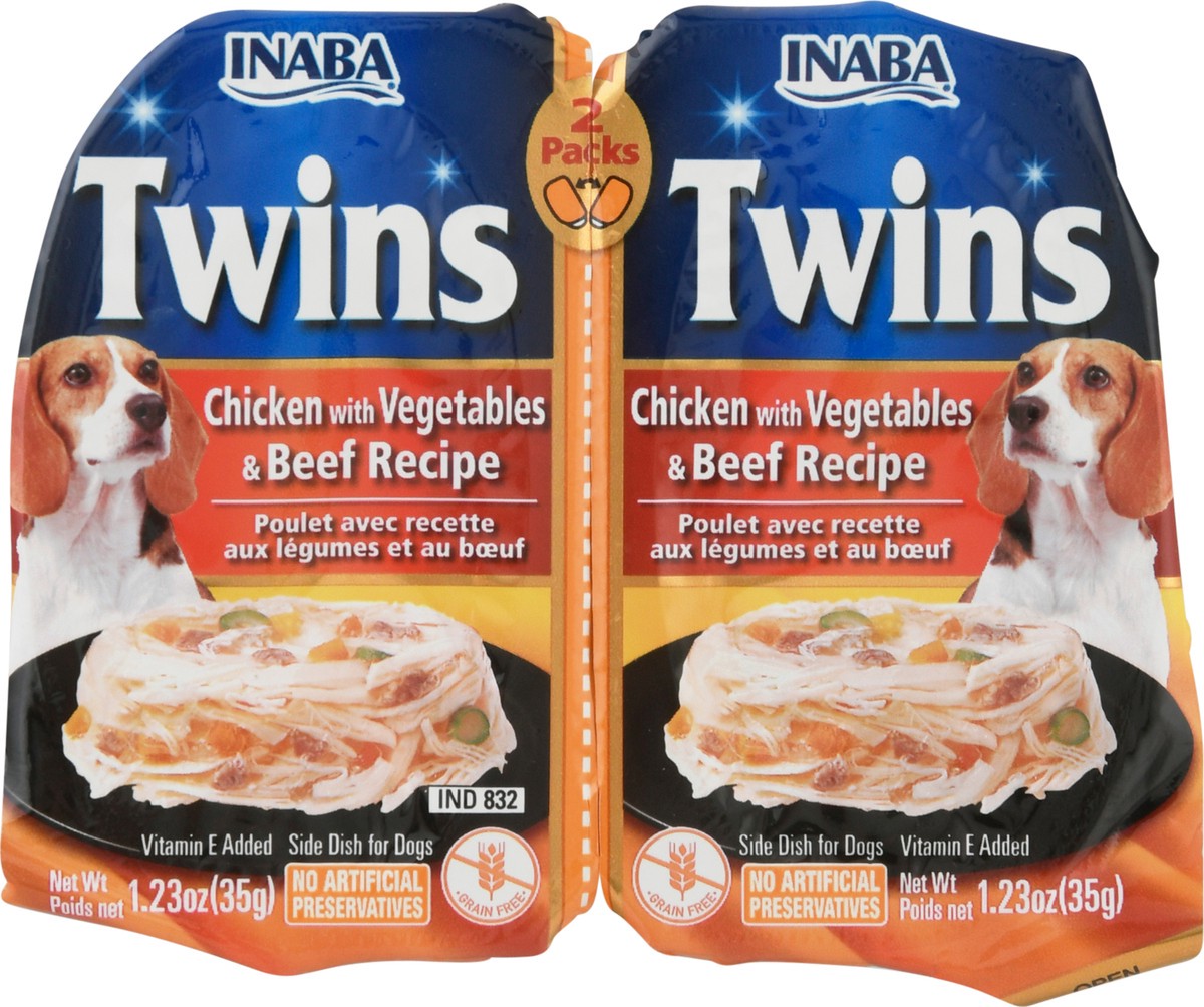 slide 2 of 9, Inaba Twins 2 Packs Chicken With Vegetables & Beef Recipe Side Dish For Dogs 2 2 ea Pack, 2 ct
