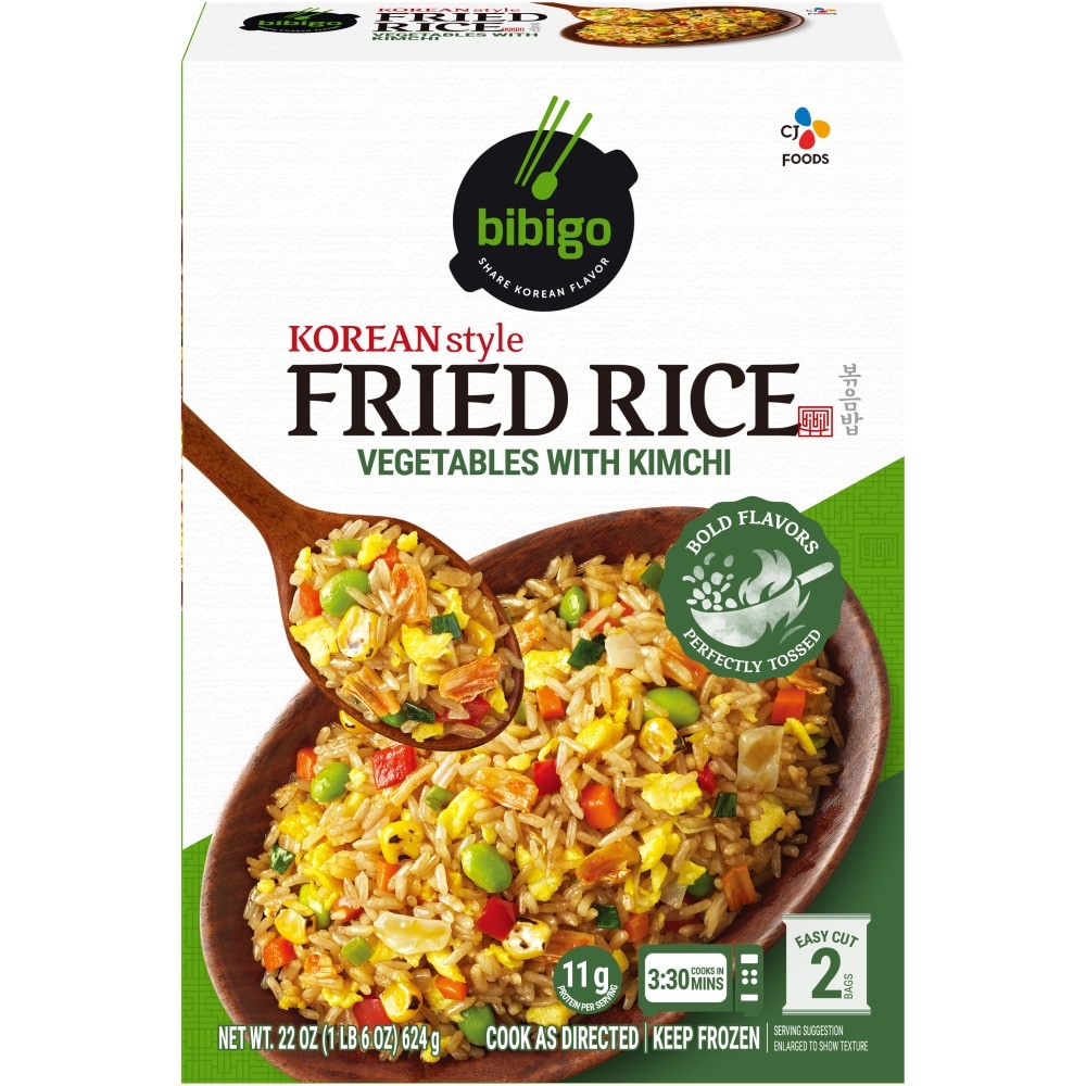 slide 1 of 9, Bibigo Korean Fried Rice Vegetables With Kimchi, 22 oz
