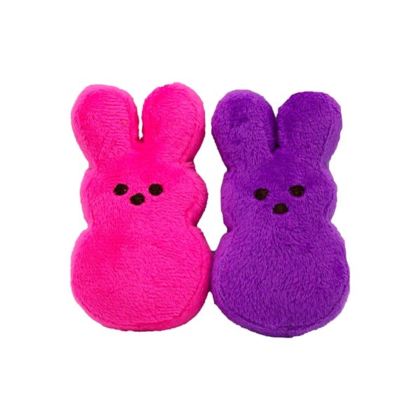 slide 1 of 1, Peeps Mini Plush Bunny Toys For Dogs in Pink and Purple, 2 ct