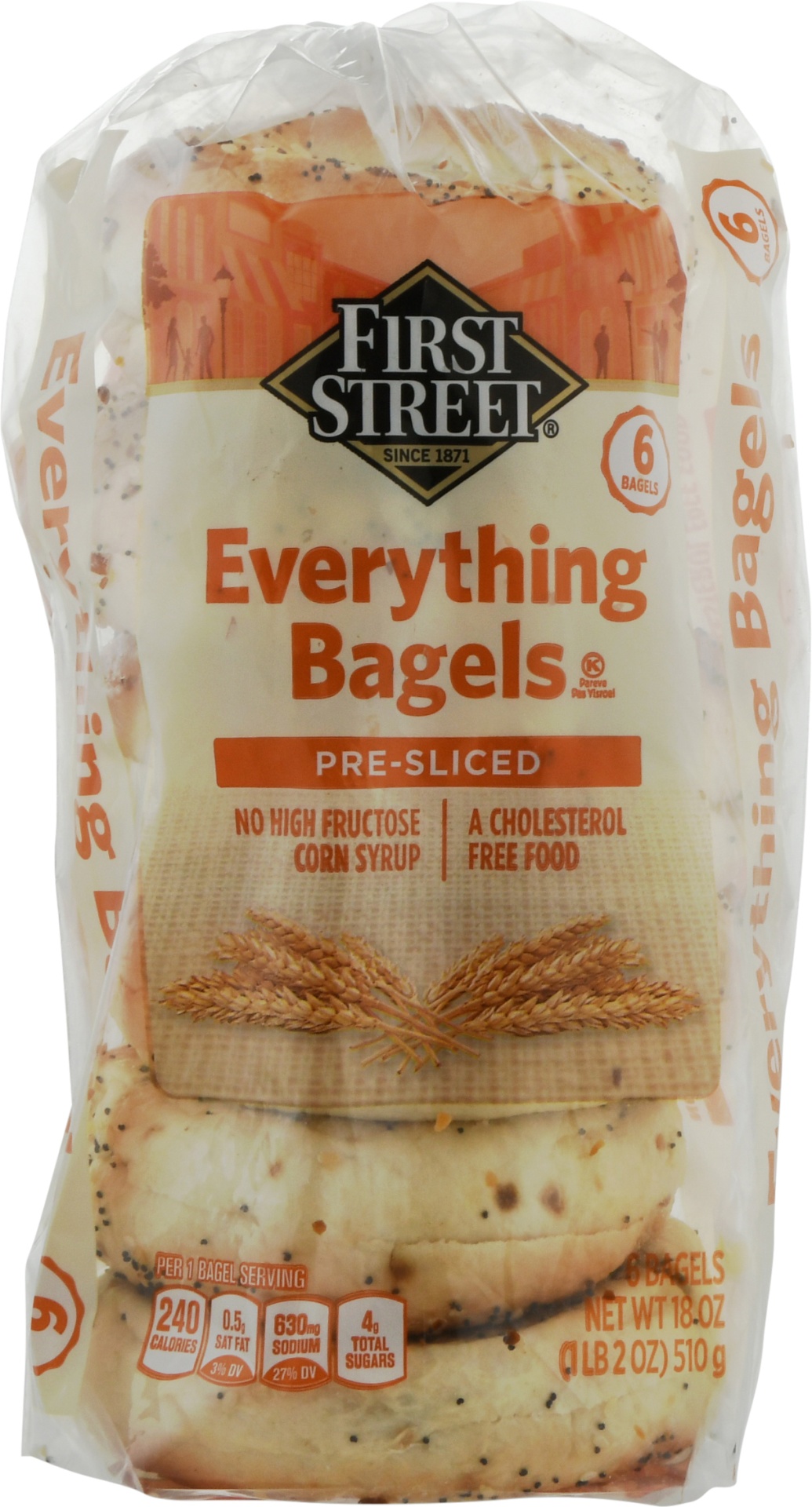 slide 1 of 1, First Street Everything Bagel, 18 oz