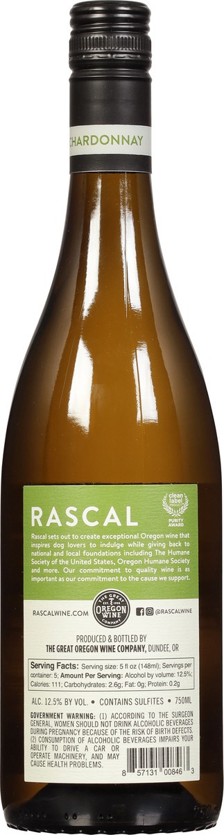 slide 9 of 9, Rascal Oregon Chardonnay 750 ml, 750 ml