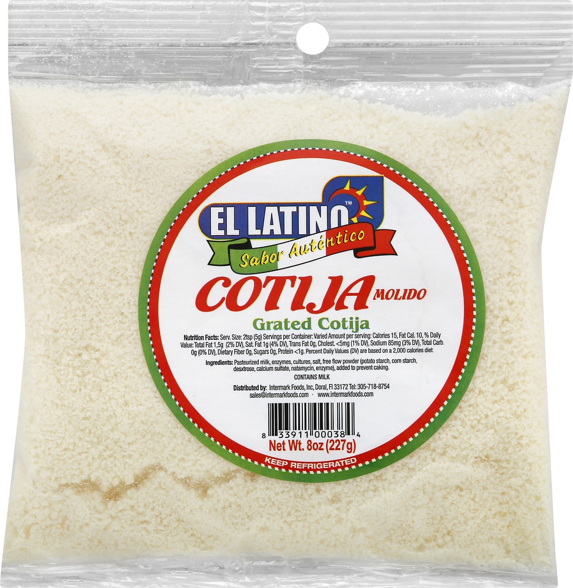 slide 7 of 9, El Latino Cotija Grated Cheese 8 oz, 8 oz