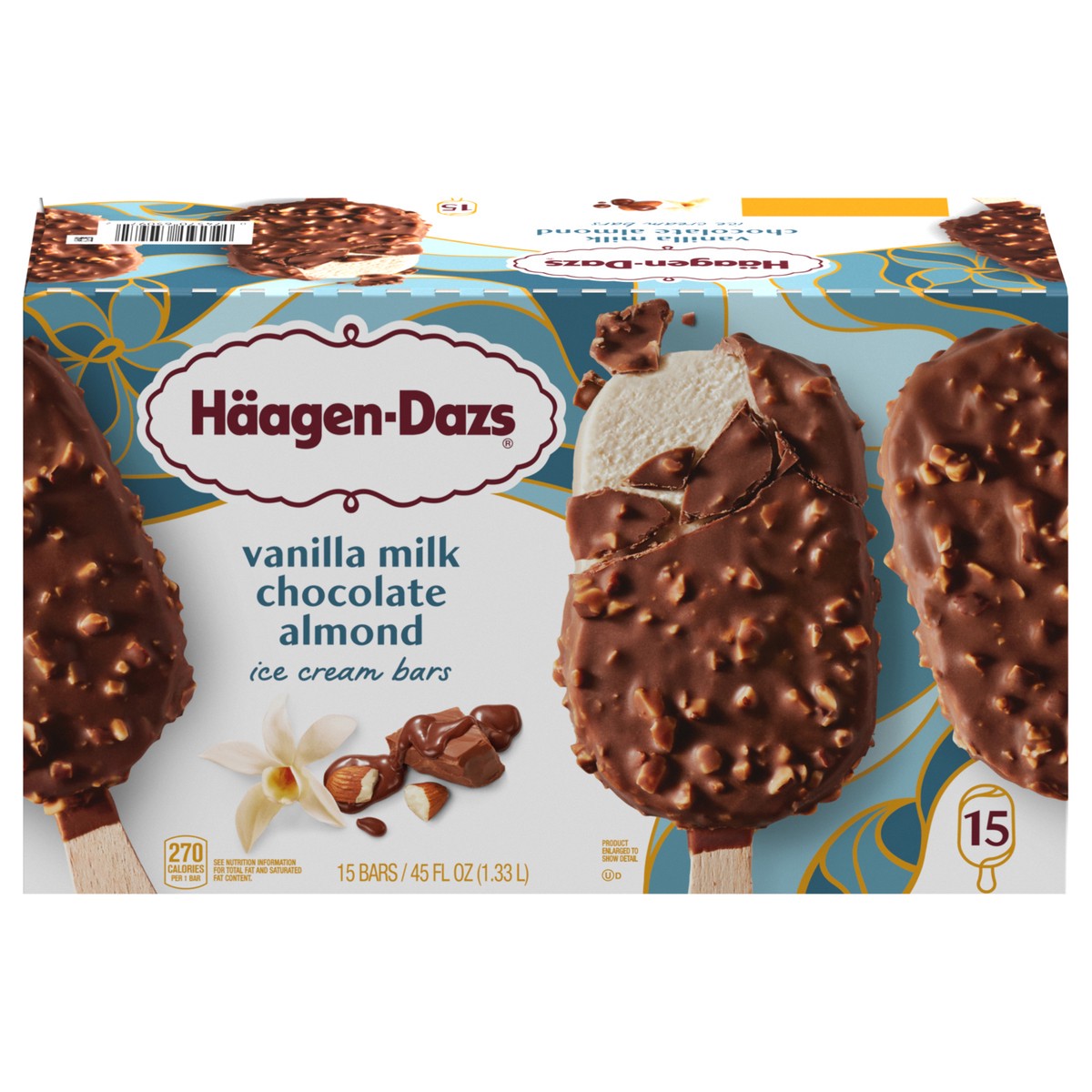 slide 1 of 8, Häagen-Dazs Vanilla Milk Chocolate Almond Ice Cream Bars 15 ea, 15 ct