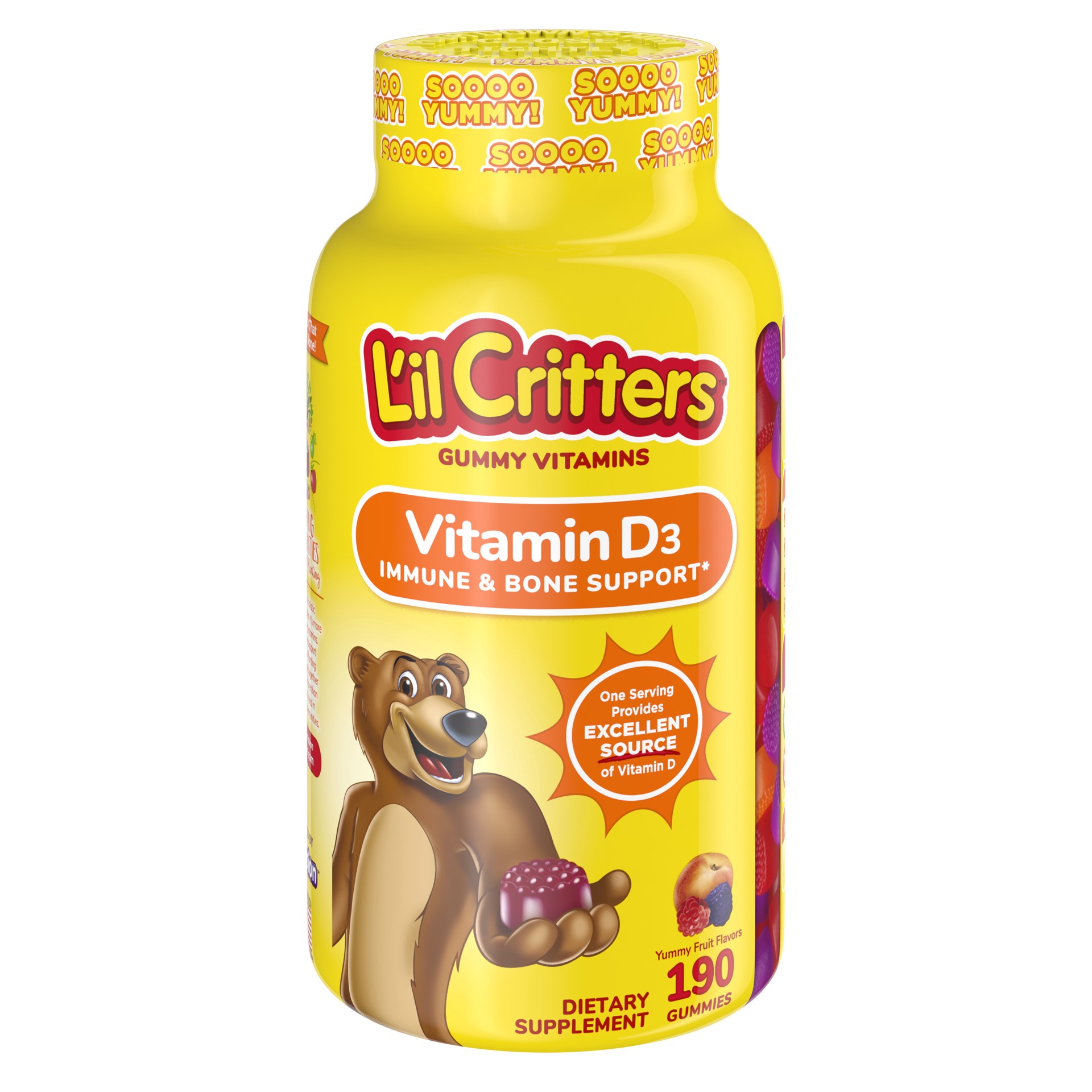 slide 1 of 5, L'il Critters Vitamin D Gummy Bears, 190 count, 190 ct