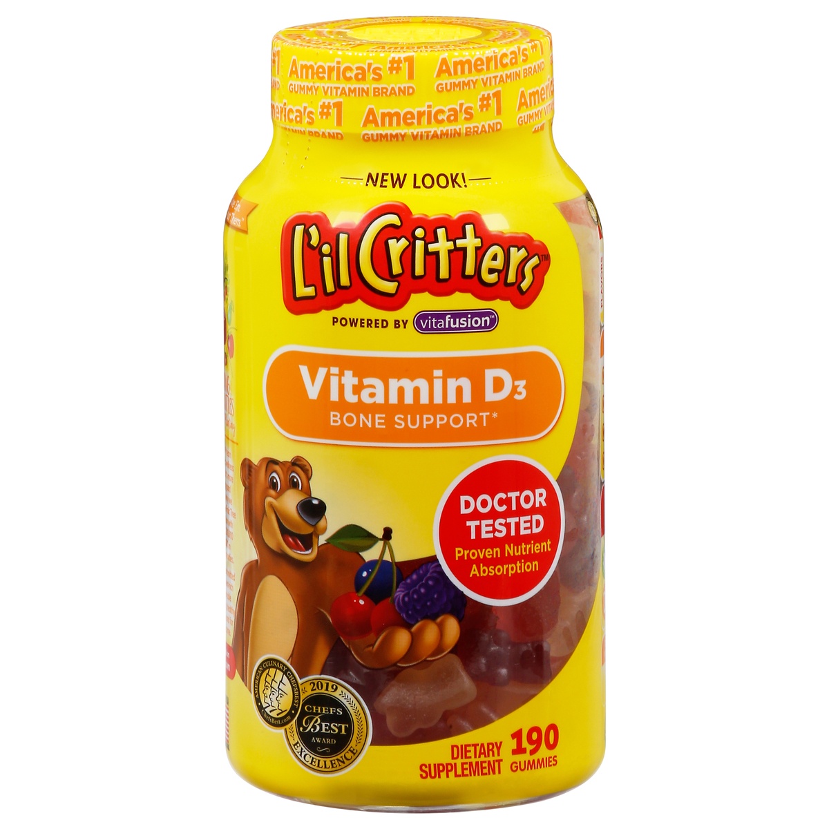 slide 1 of 1, L'il Critters Vitamin D3 Gummies Dietary Supplement, 190 ct