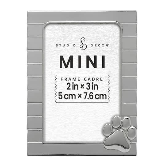 slide 1 of 3, Mini Silver Paw Frame By Studio Decor, 2 in x 3 in