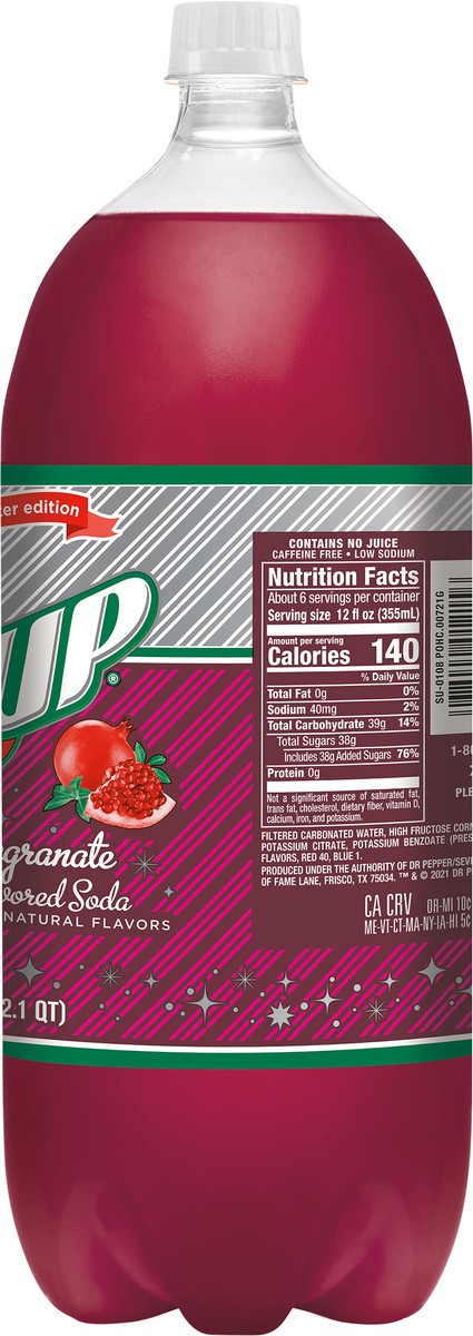 slide 8 of 12, 7UP Pomegranate Soda, 2 L bottle, 2 liter
