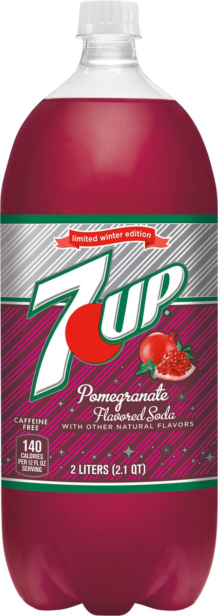 slide 1 of 12, 7UP Pomegranate Soda, 2 L bottle, 2 liter