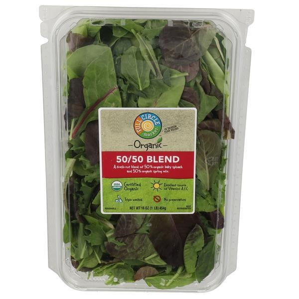 slide 1 of 1, Full Circle Market 50/50 Blend Of 50% Organic Baby Spinach And 50% Organic Spring Mix, 16 oz