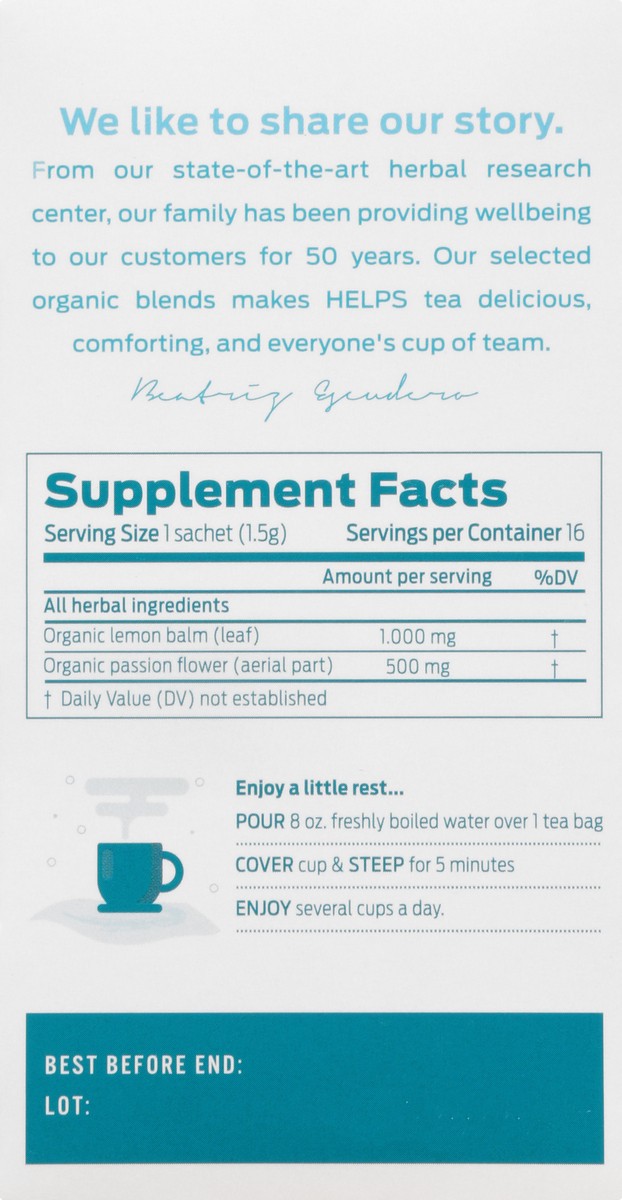 slide 3 of 9, Helps Organic Relax Caffeine Free Bags Tea - 16 ct, 0.85 oz