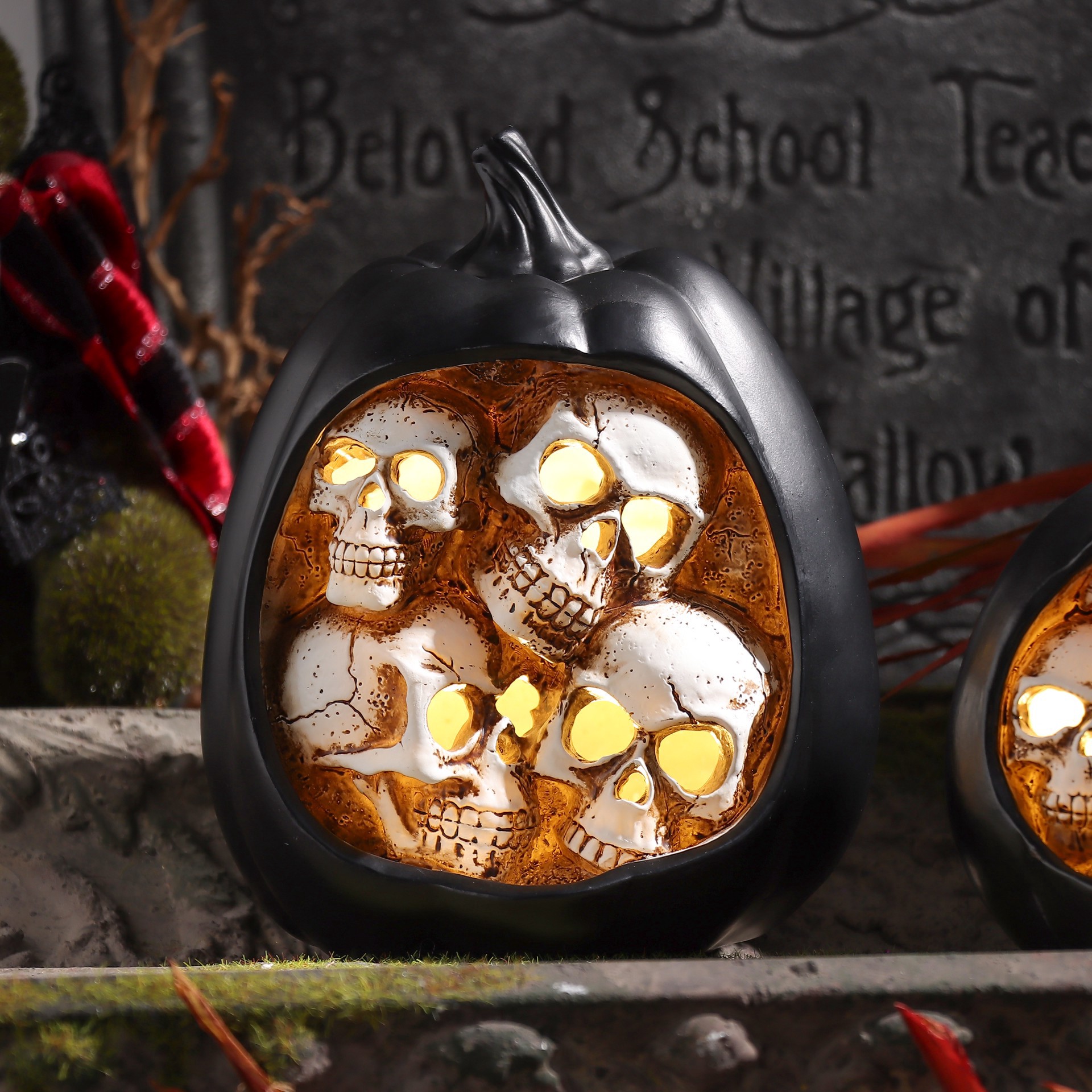slide 2 of 6, 7" Skull Pumpkin Led Tabletop Accent By Ashland, 7 in