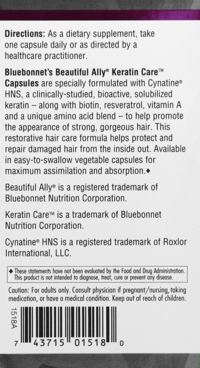 slide 2 of 9, Bluebonnet Nutrition Keratin Care 30 ea, 30 ct