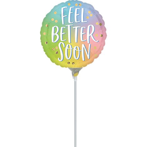 slide 1 of 1, 4 Inch Get Well Air Filled Balloon In Stick - Each, 1 ct