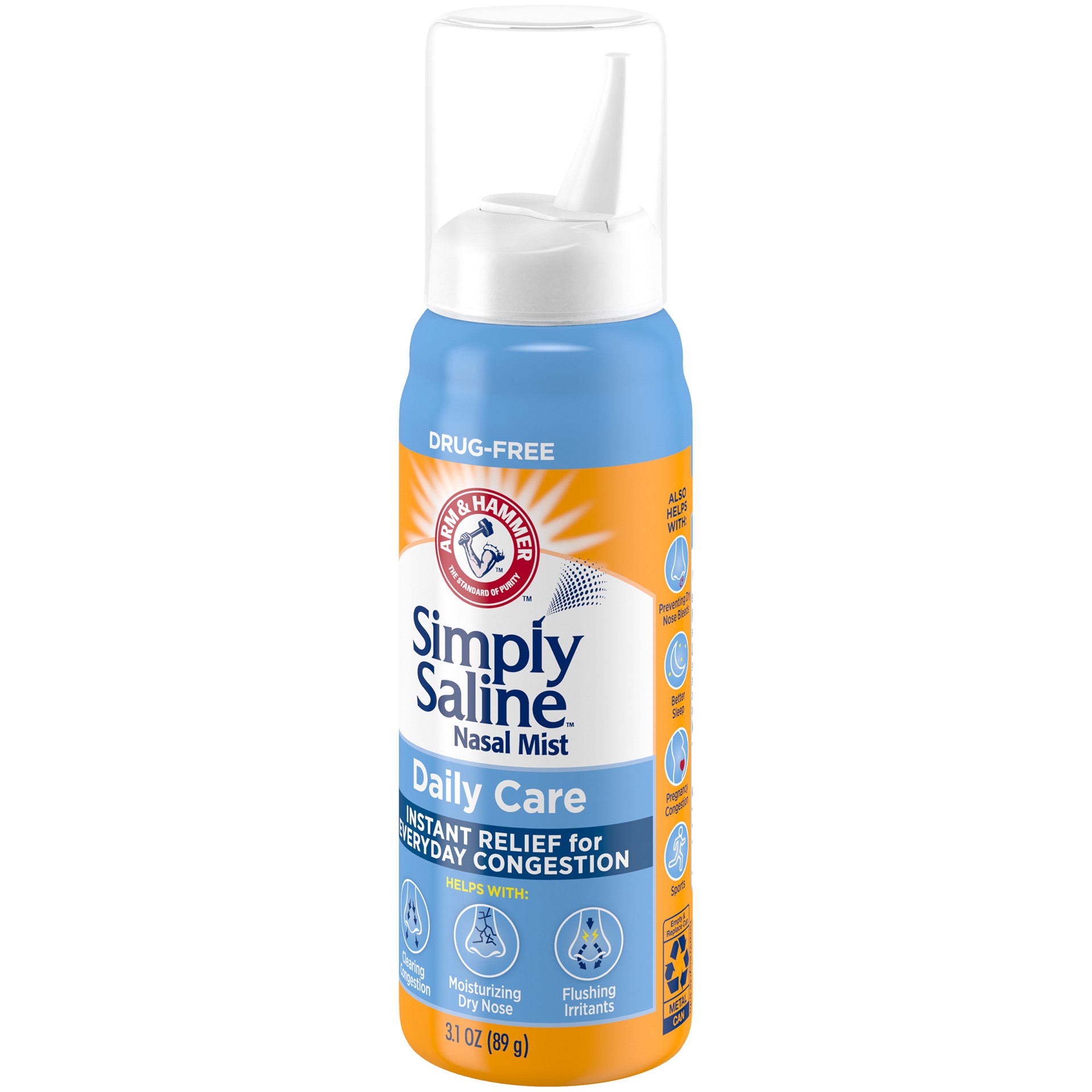 slide 5 of 5, ARM & HAMMER Simply Saline Drug Free Daily Care Nasal Mist 3.1 oz, 3 fl oz