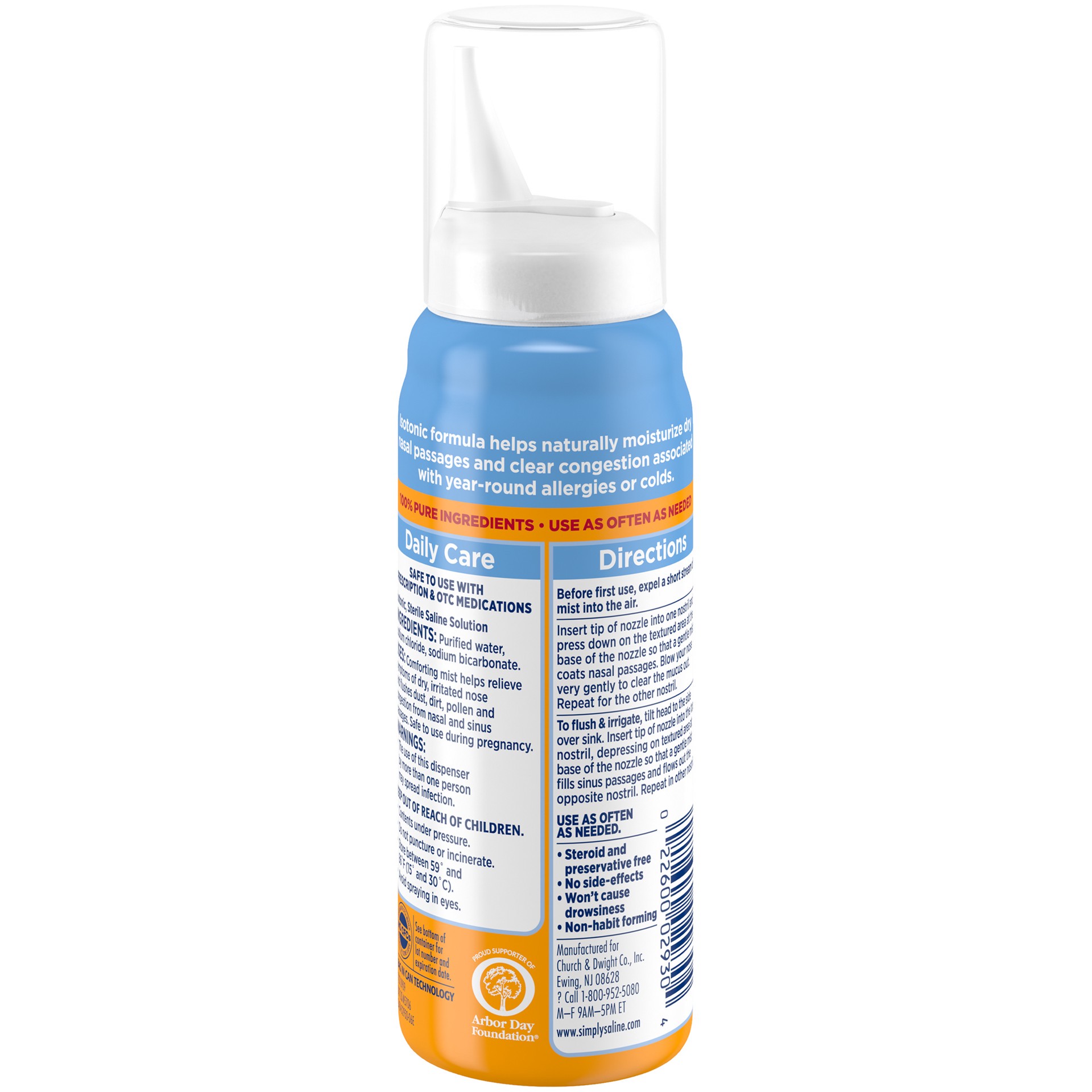 slide 3 of 5, ARM & HAMMER Simply Saline Drug Free Daily Care Nasal Mist 3.1 oz, 3 fl oz