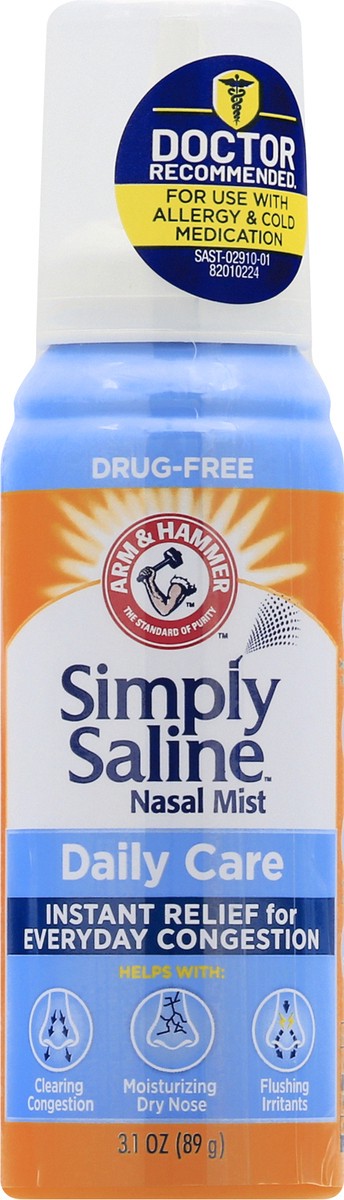 slide 1 of 5, ARM & HAMMER Simply Saline Drug Free Daily Care Nasal Mist 3.1 oz, 3 fl oz