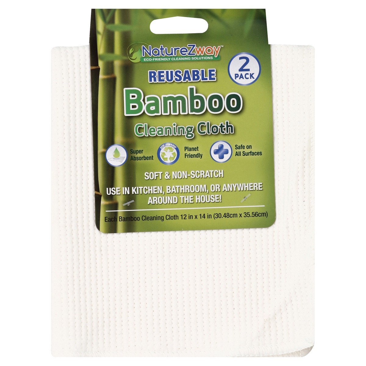 slide 3 of 3, NatureZway Reusable Bamboo Cleaning Cloth, 12 in x 14 in