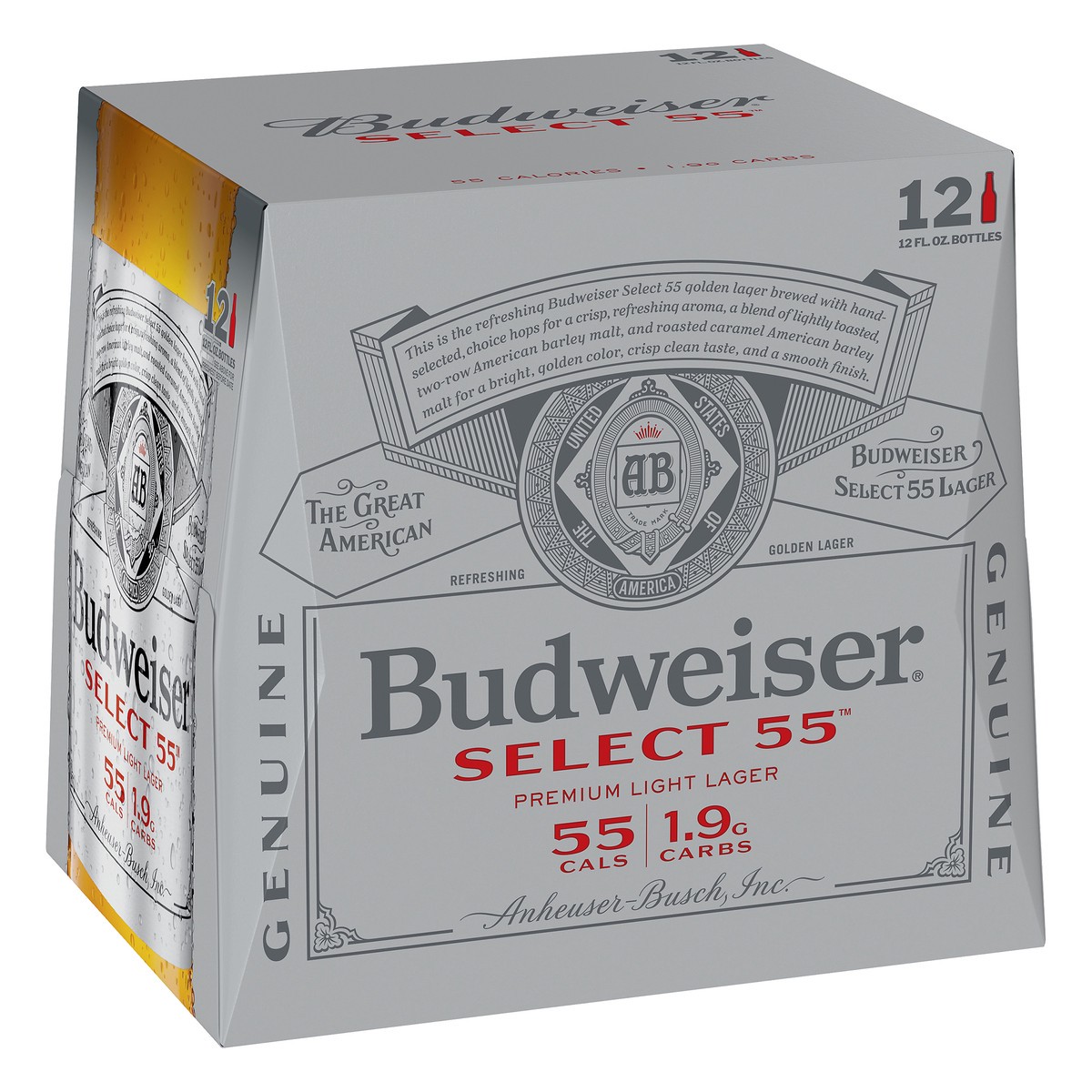 slide 9 of 9, Budweiser Select 55 Premium Light Lager Beer 12 ea, 12 ct; 12 oz