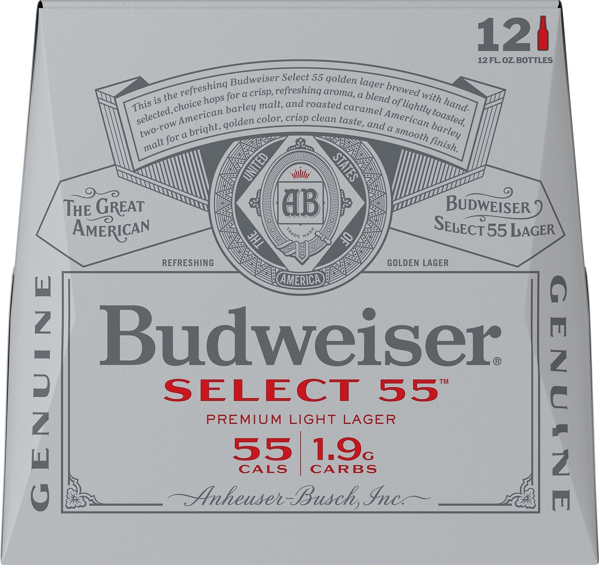 slide 7 of 9, Budweiser Select 55 Premium Light Lager Beer 12 ea, 12 ct; 12 oz