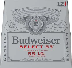 Budweiser Select 55 Premium Light Lager Beer 12 ea