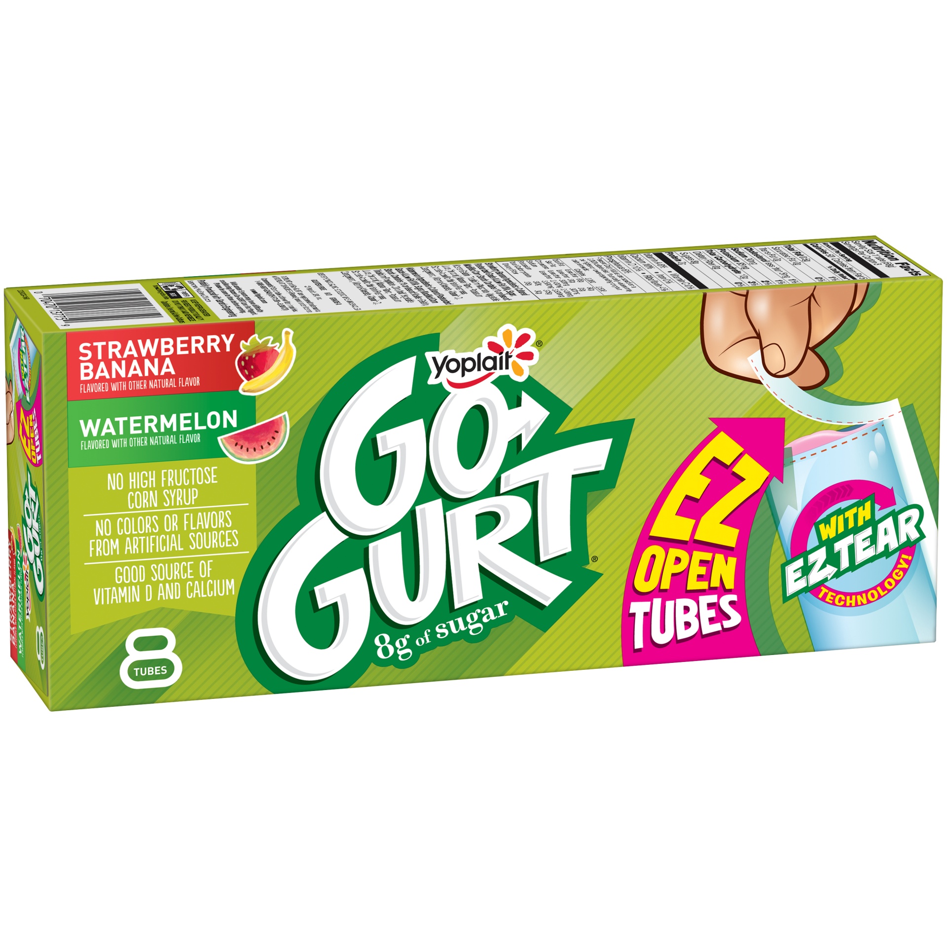 slide 1 of 1, Yoplait Go-Gurt Strawberry Banana/Watermelon Portable Low Fat Yogurt Variety Pack 8-2 Oz. Tubes, 8 ct