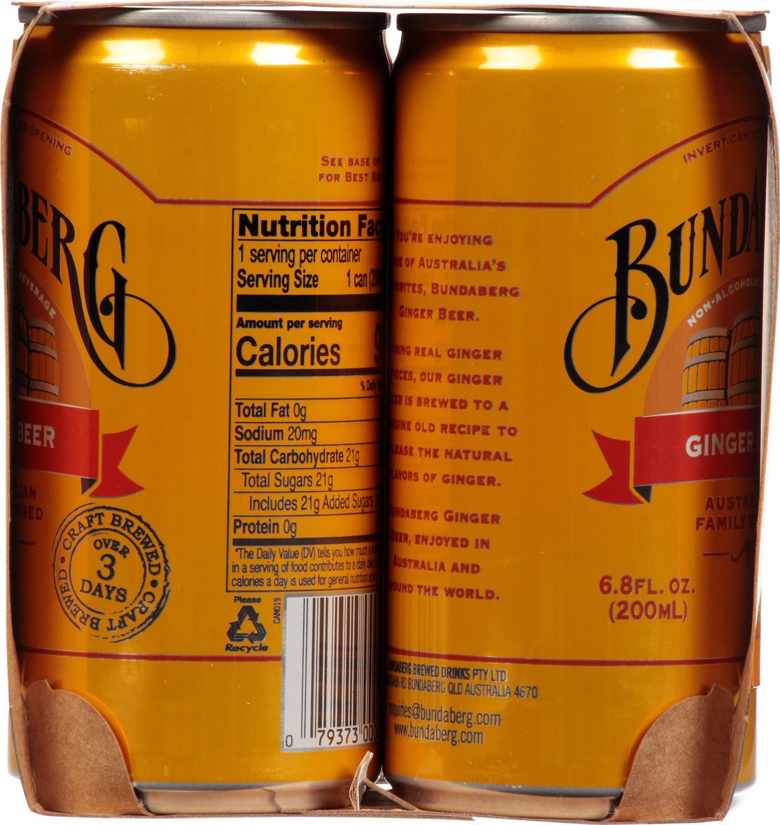 slide 5 of 9, Bundaberg Ginger Beer Mini Cans - 6.8 fl oz, 6.8 fl oz
