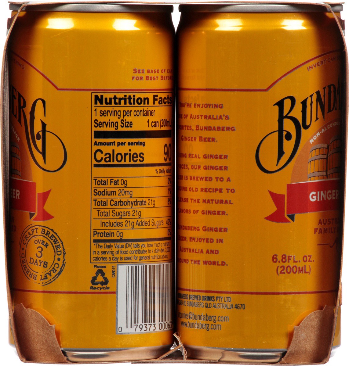 slide 7 of 9, Bundaberg Ginger Beer Mini Cans - 6.8 fl oz, 6.8 fl oz