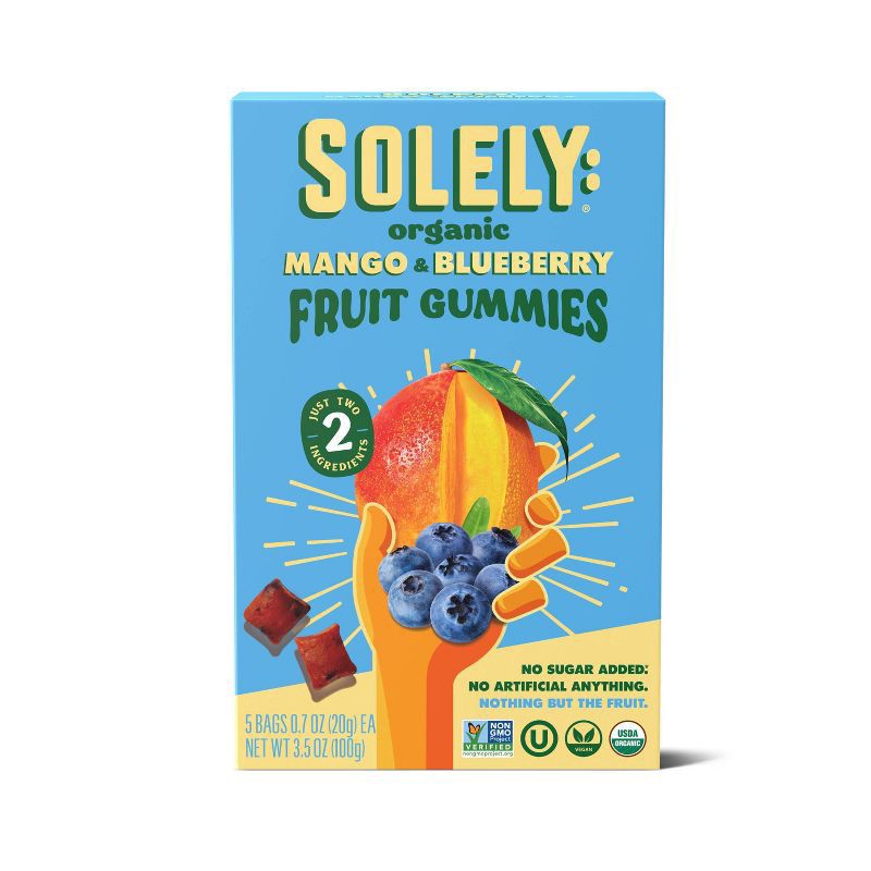 slide 1 of 4, Solely Organic Mango & Blueberry Whole Fruit Gummies - 3.5oz/5ct, 3.5 oz, 5 ct