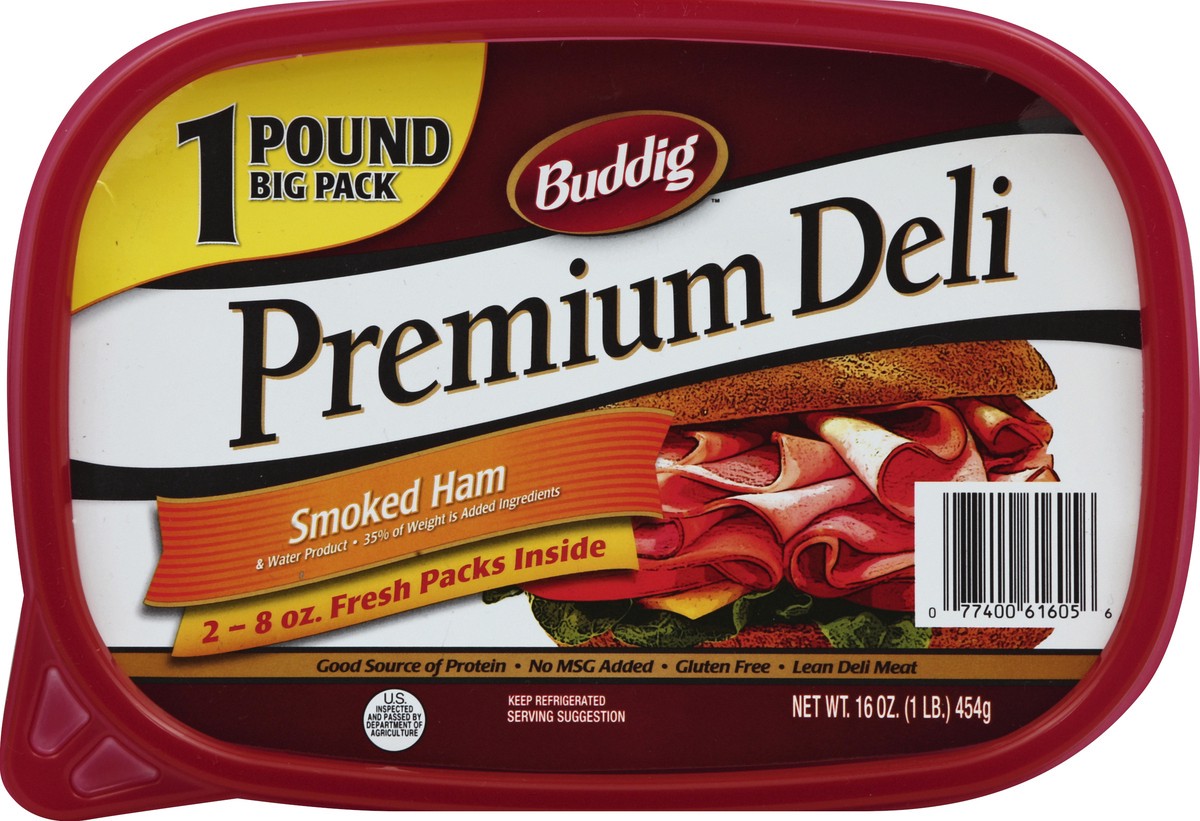 slide 4 of 6, Buddig Premium Deli Smoked Ham Lunch Meat 2 - 8 oz Packs, 2 ct