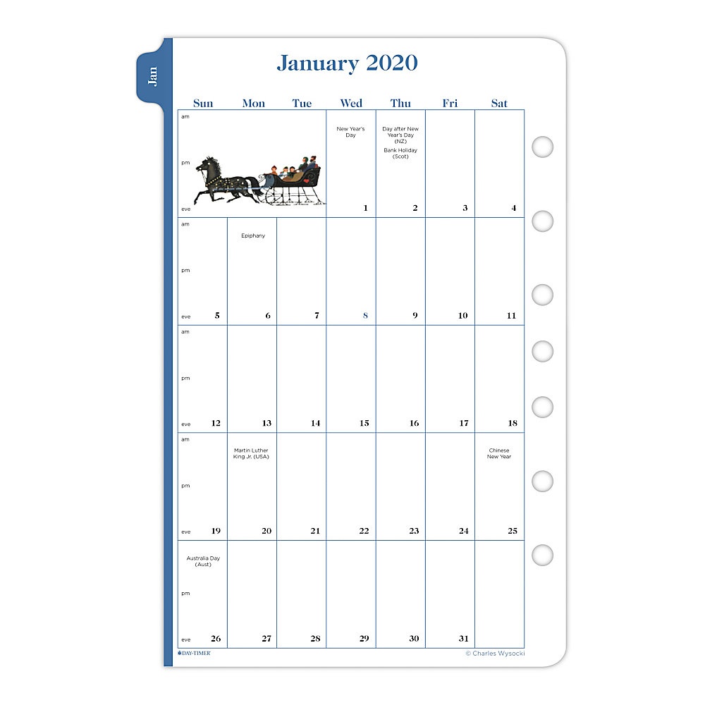 slide 1 of 1, Day-Timer Charles Wysocki Americana Planner Refill, Daily, 5-1/2'' X 8-1/2'', January To December 2020, 1 ct
