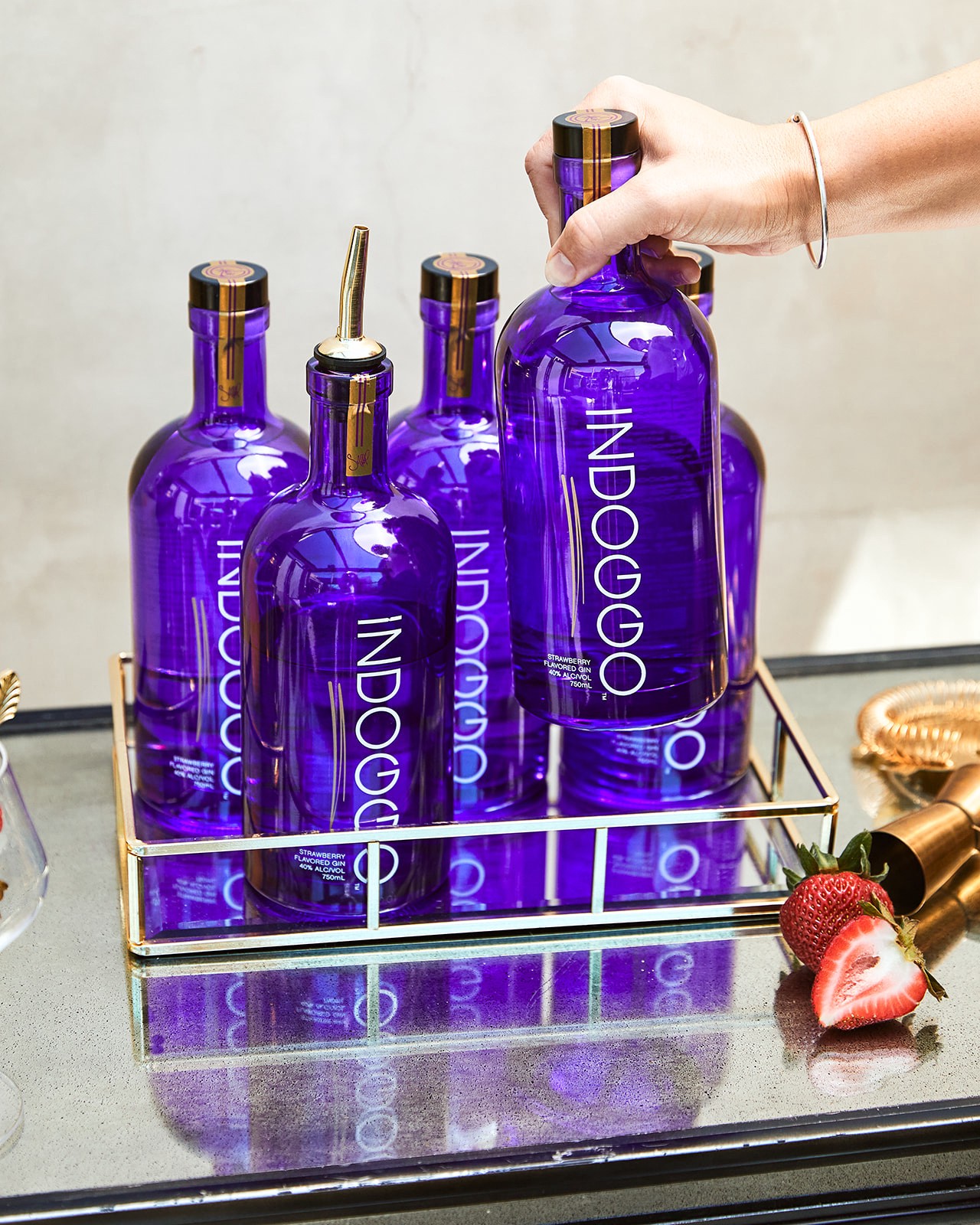 slide 2 of 4, Indoggo Strawberry Flavored Gin 750 ml, 750 ml