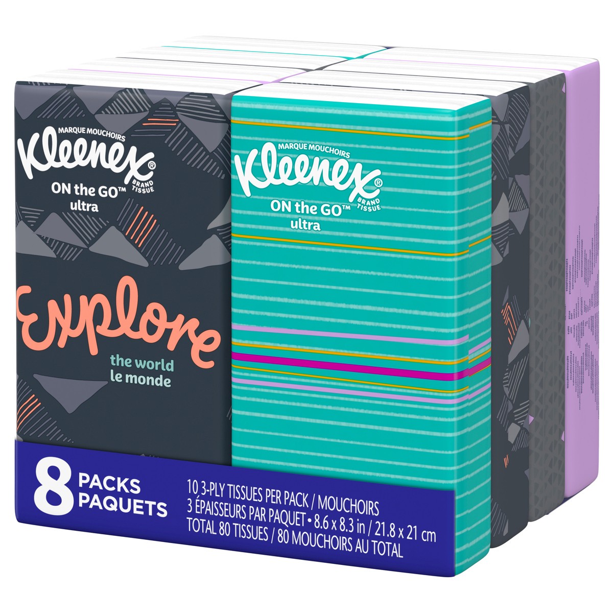 slide 4 of 9, Kleenex On-the-Go 3-Ply Facial Tissue - 8 ct, 8 ct